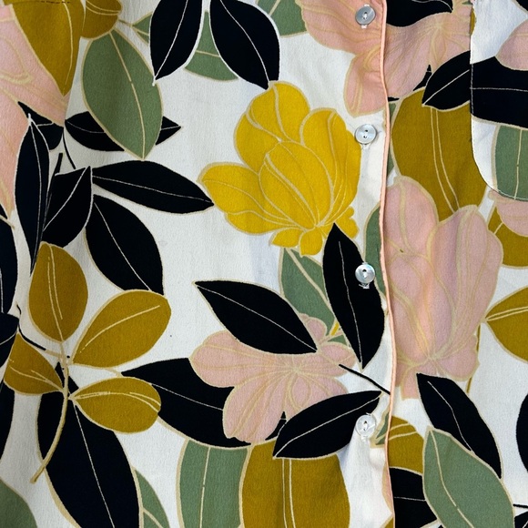 Rachel Zoe Floral Pajama Set - Yellow and Green Leaf Print Tropical - Picture 5 of 9